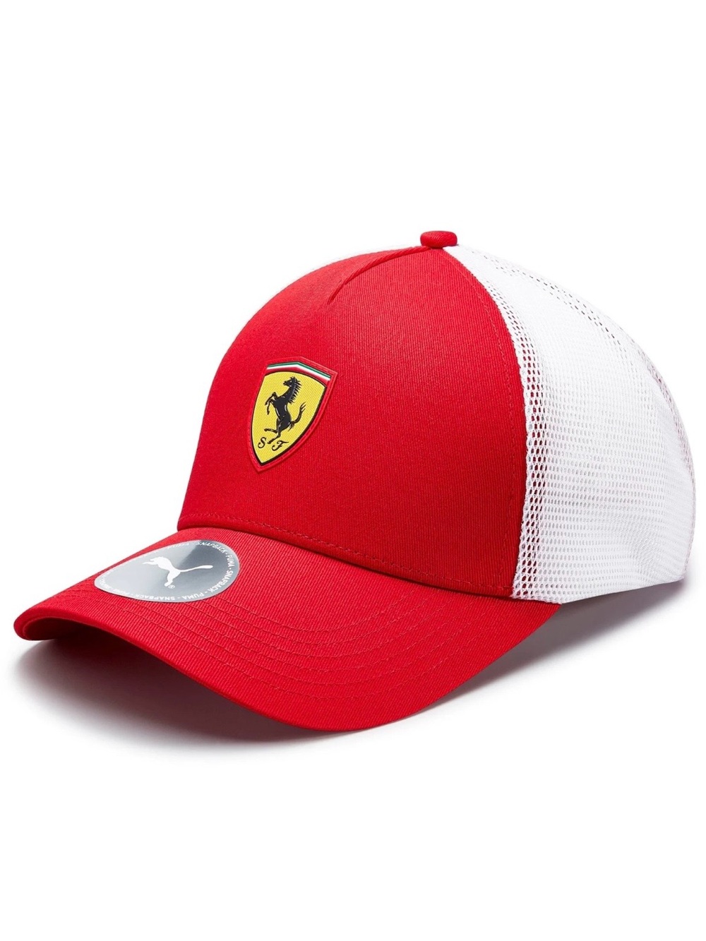 Ferrari Red & White Mesh Baseball Hat with Shield